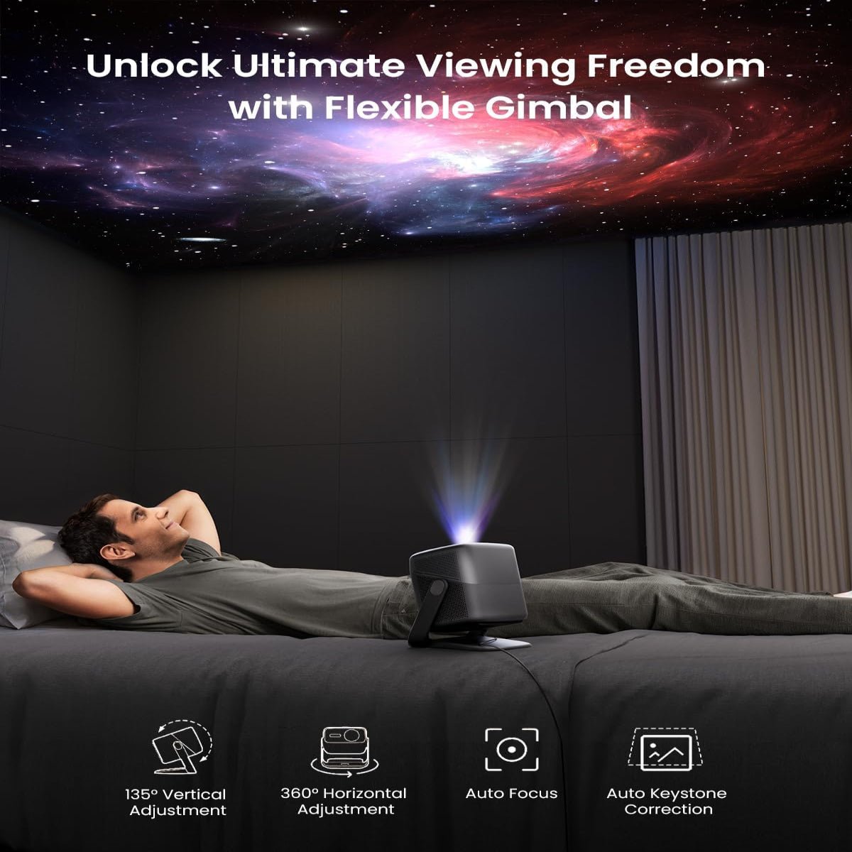 JMGO N1S Ultimate 4K Triple Laser Projector with flexible gimbal